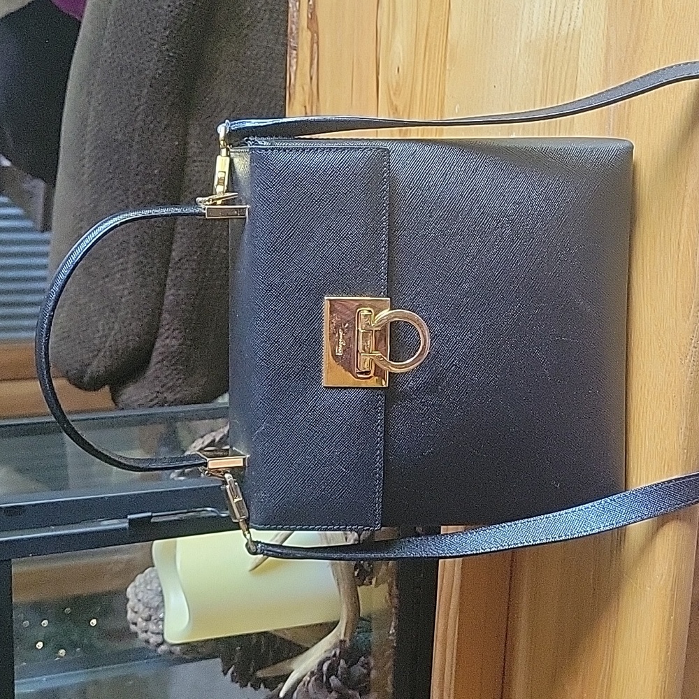 Salvatore Ferragamo black leather 2 way satchel